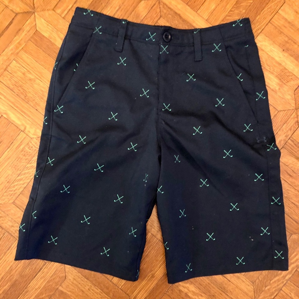 Under Armour Boys Golf Shorts Navy blue, green 14